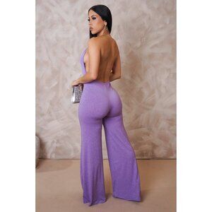 NEW! Sparkly Purple Halter Jumpsuit – Glamorous & Chic